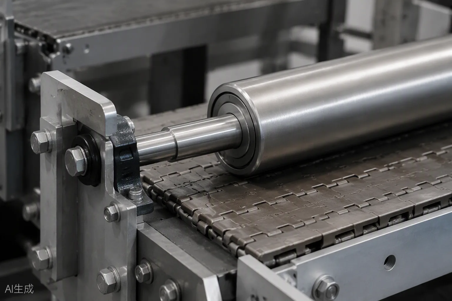 Finished shaft and roller installed in industrial conveyor machinery — Toolmetrics Engineers