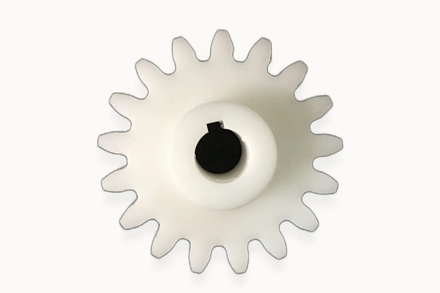 Machined nylon sprocket with keywayed bore — Toolmetrics Engineers