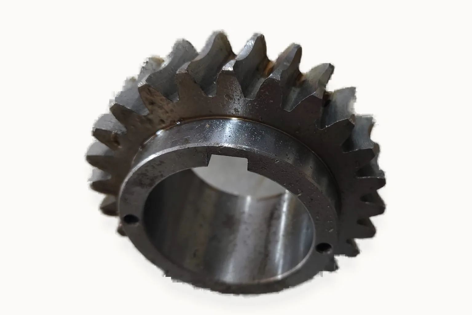 Steel worm wheel with machined bore and bolt holes — Toolmetrics Engineers