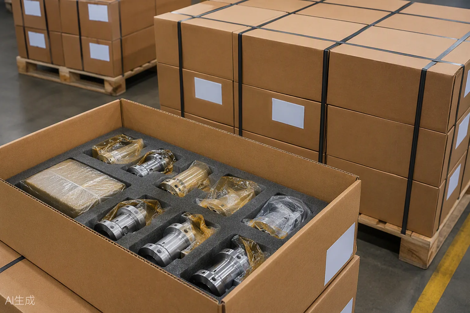 Labelled corrugated cartons with a packed production batch ready for dispatch — Toolmetrics Engineers