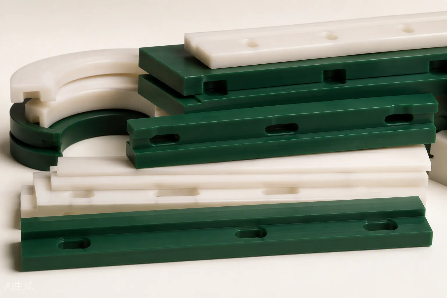 Chain guide rails and wear strips, UHMWPE engineering plastic, made to drawing — Toolmetrics Engineers